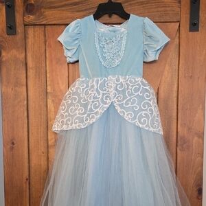 Light Blue Princess Dress Costume for Girls - Lace & Tulle